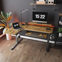 Eureka Ergonomic L-Shaped Standing Desk With Accessories and Maple Top.