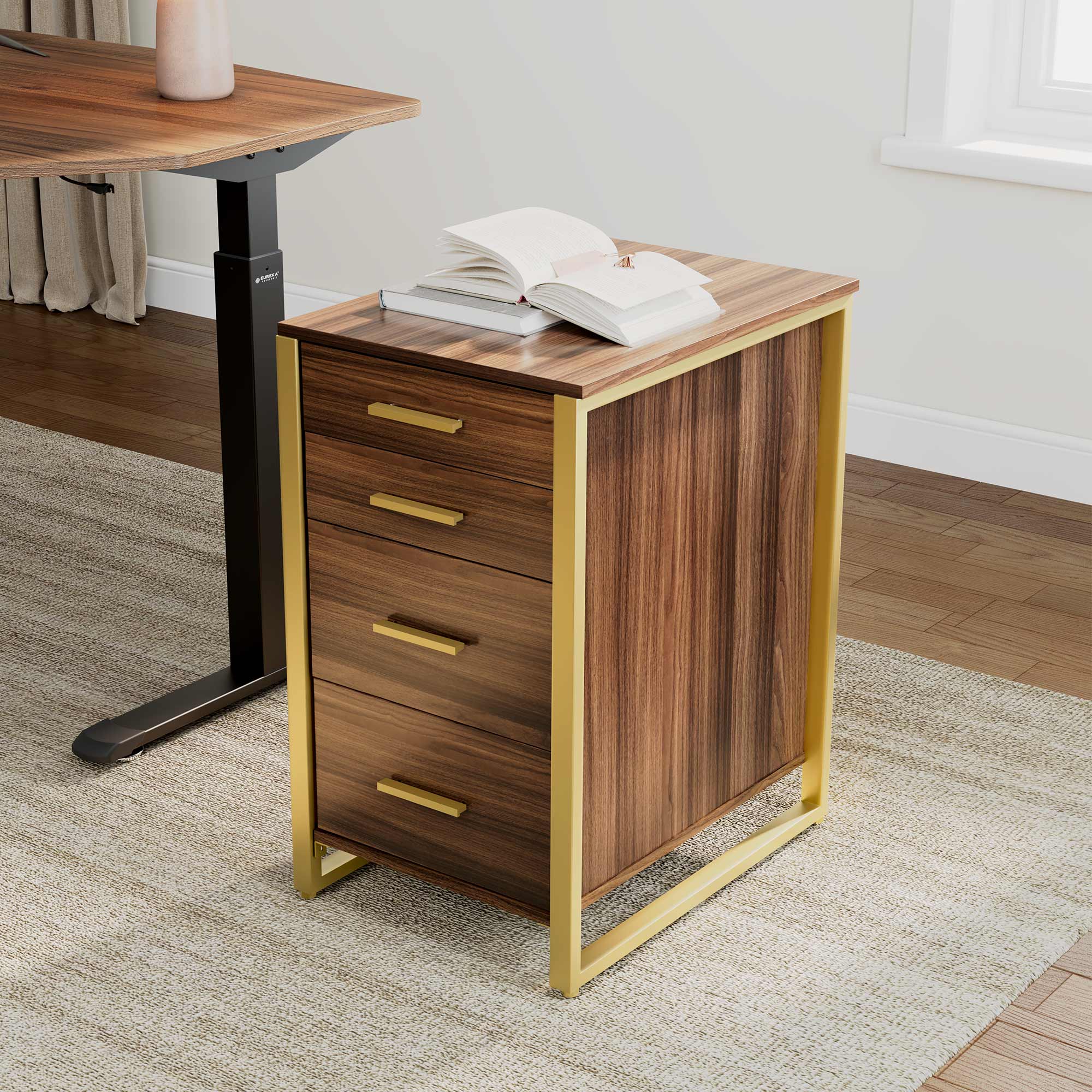 End table with file outlet storage