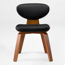 Belmar Black Leather Dining Chair With Wood Frame and Legs, Modern Dining Room Furniture.