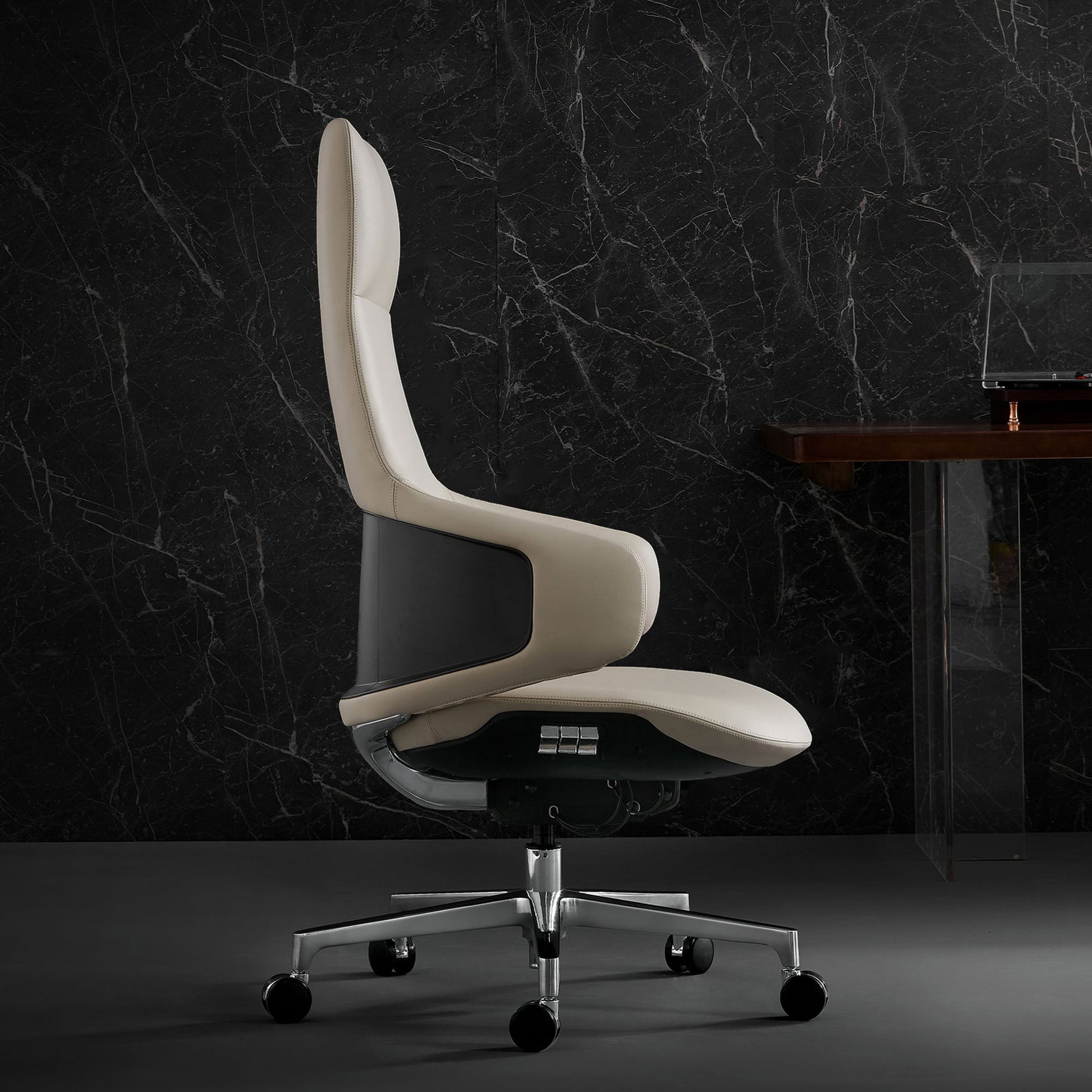 Executive Leather Office Chair, Off-White