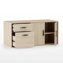 Eureka Ergonomic Zen Pro Executive Desk Cabinet, Light Wood Finish, Office Storage, Drawers and Shelves.