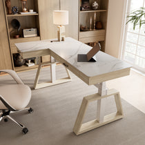 Eureka Ergonomic Ark Pro L-Shaped Standing Desk, White Sintered Stone Top, Height Adjustable.