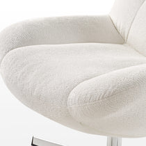 Eureka Ergonomic Henry Chenille Swivel Lounge Chair, Off-White Chenille Detail, 360° Rotation, Modern Design.