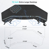 Eureka Ergonomic Aero Wing-Shaped 72 Inch Gaming Desk, Black Finish, Extra Large Desktop for Gaming Or Office.