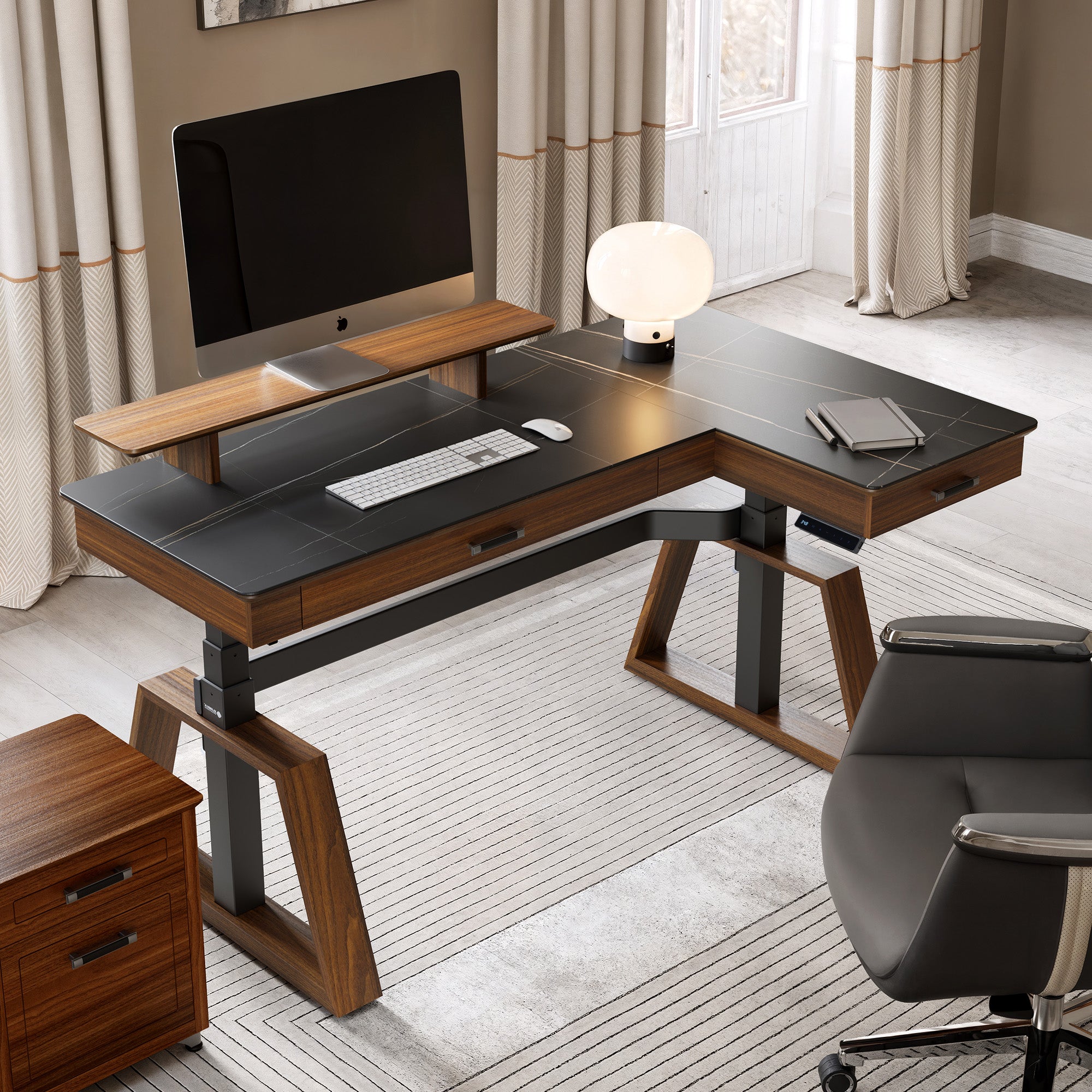 Eureka Ergonomic 63'' L Shape Executive Standing Desk with Slate Top