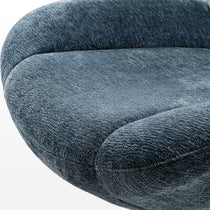Eureka Ergonomic Henry Swivel Lounge Chair Detail, Blue Chenille Fabric.