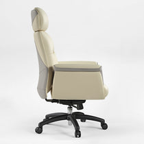 Royal Microfiber Leather Executive Office Chair in Cream With Ergonomic Design, High Back and Headrest.