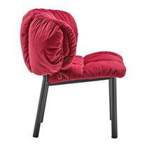 Rlesana Velvet Dining Chair in Red With Padded Seat and Back, Black Metal Legs. Luxurious Dining Room Furniture.