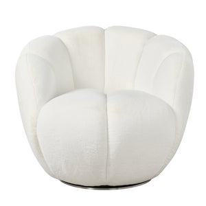 White Upholstered Swivel Chair, Modern Design for Living Room and Home Office Spaces, By Eureka Ergonomic.
