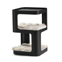 Black 3-Tier Cat Tower & Side Table With Plush Cat Beds - Modern Design for Pets.