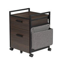 23 Rolling File Cabinet With Rustic Brown Finish and Fabric Storage Bag.