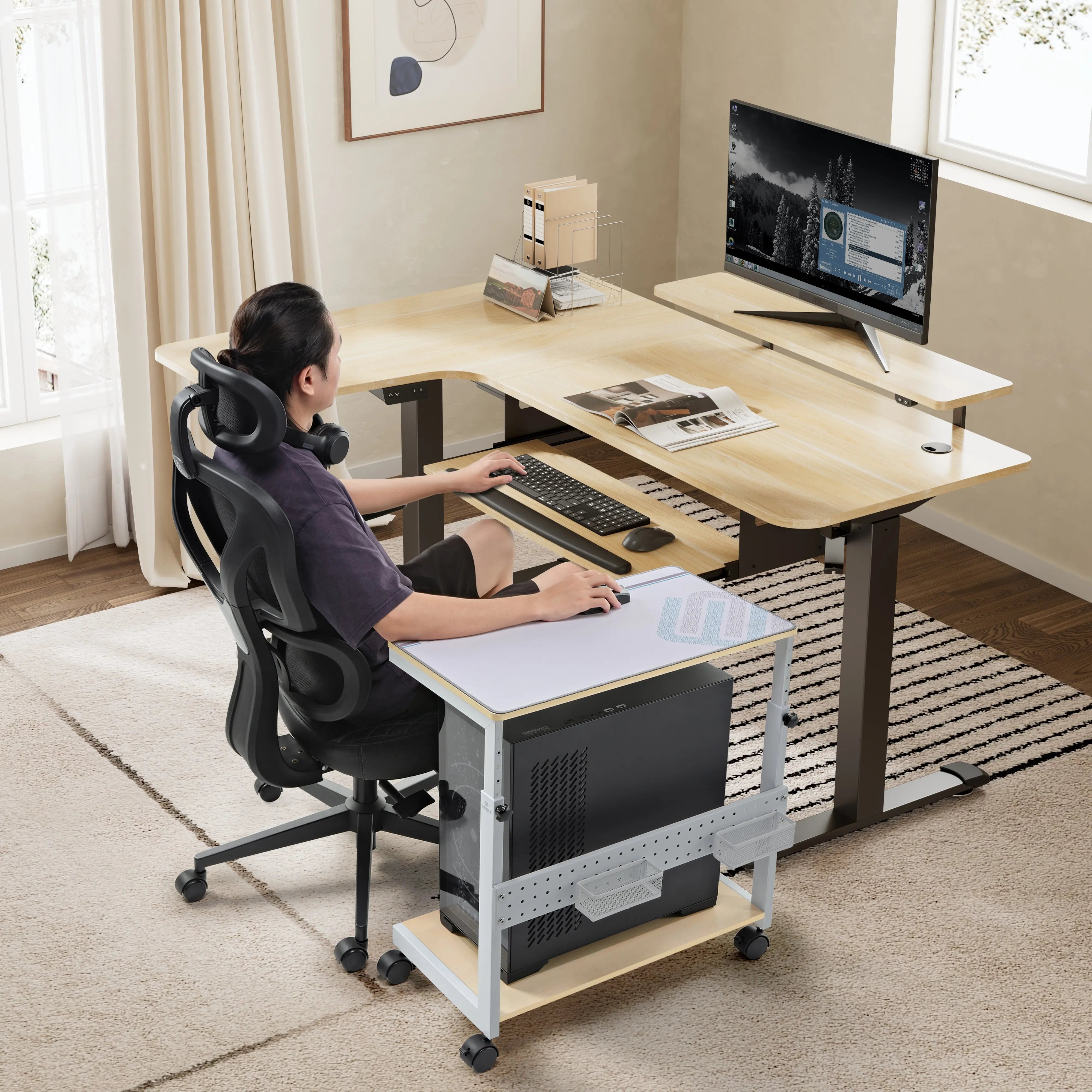 Eureka Ergonomic Computer Accessories PC Stand Rolling Cart with Wheel