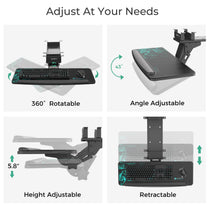 Adjustable Eureka Ergonomic Keyboard Tray, Enhancing Office Ergonomics With Rotation, Height, and Angle Adjustments.