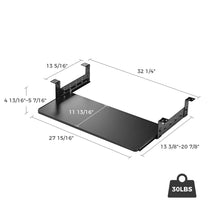 Black Pull-Out Keyboard Tray, Carbon Fiber Finish With Dimensions, Ergonomic for Desks. Supports Up to 30Lbs.
