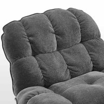 Grayson Power Recliner Chair, Gray Fabric, Textured Upholstery, Comfortable Headrest.