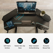 Eureka Ergonomic Aero Desk Featuring Black Gaming Mouse Pad, Soft Fabric Surface for Enhanced Gaming Setup.