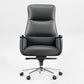 Royal II Executive Ergonomic Office Chair - Black Leather, Ergonomic Design, and Silver Trim Accents.