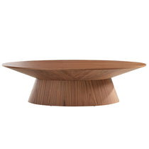 51 Walnut Oval Coffee Table - Modern Design With Walnut Veneer and Curved Base.