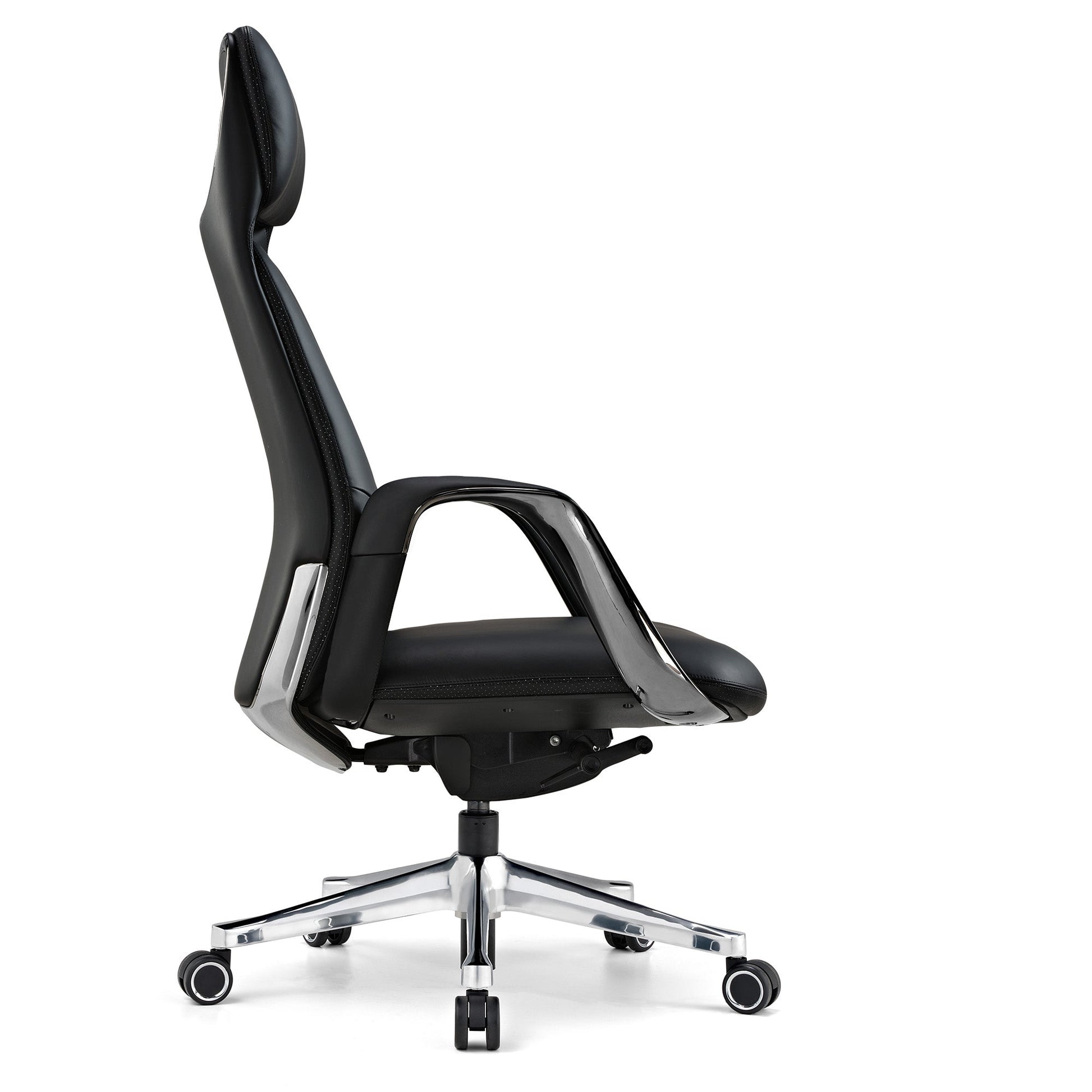 Luxury Leather Executive Office Chair Black, Side Profile