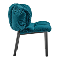 Teal Rlesana Velvet Dining Chair With Quilted Back and Seat, Black Legs. Luxurious Dining Furniture.