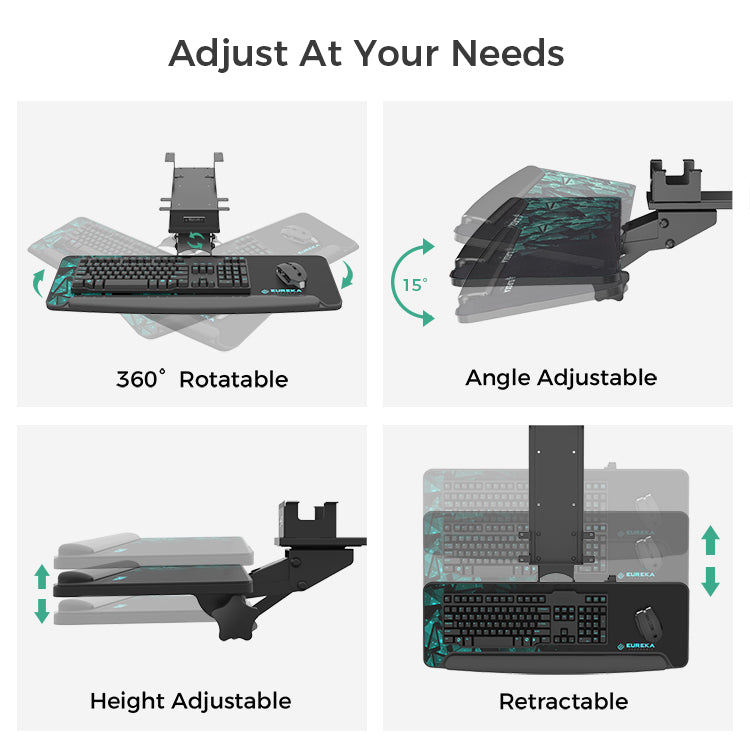 Eureka Ergonomic Multi Angle Adjustable Keyboard Tray with Mouse Pad