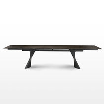 Charlotte Extendable Dining Table With Sintered Stone Top and Black Metal Legs, Modern Design.