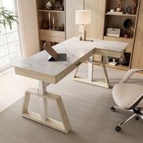 Eureka Ergonomic Ark Pro L-Shaped Standing Desk With Sintered Stone Top, Height Adjustable Executive Desk.