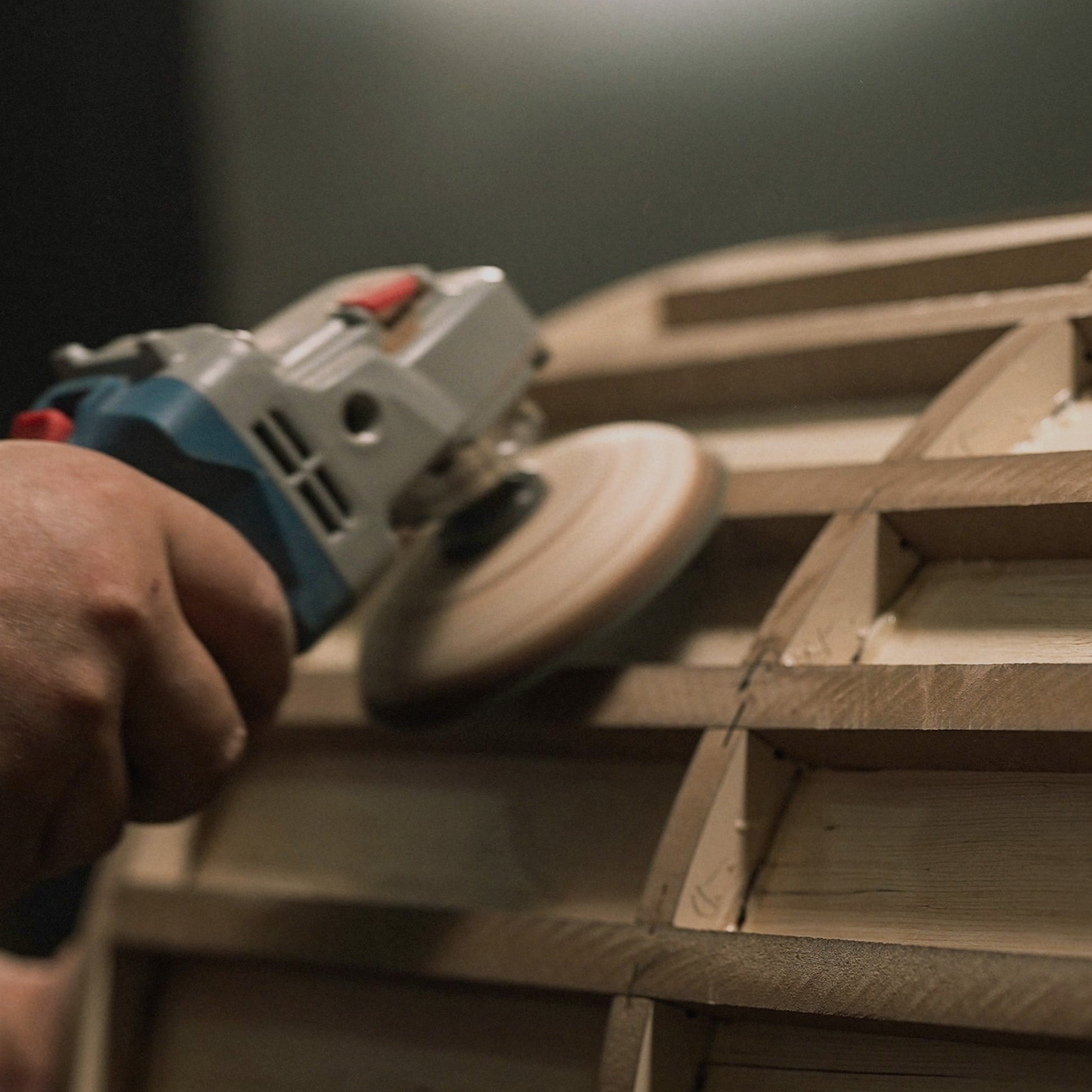 Eureka Ergonomic Opal desk wood sanding detail