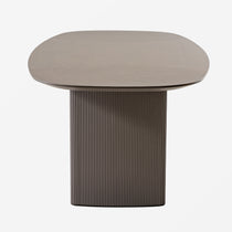 Stella 86.06 Oval Dining Table in Gray: Modern Dining Table With a Wooden Gray Oval Tabletop and Ribbed Base.