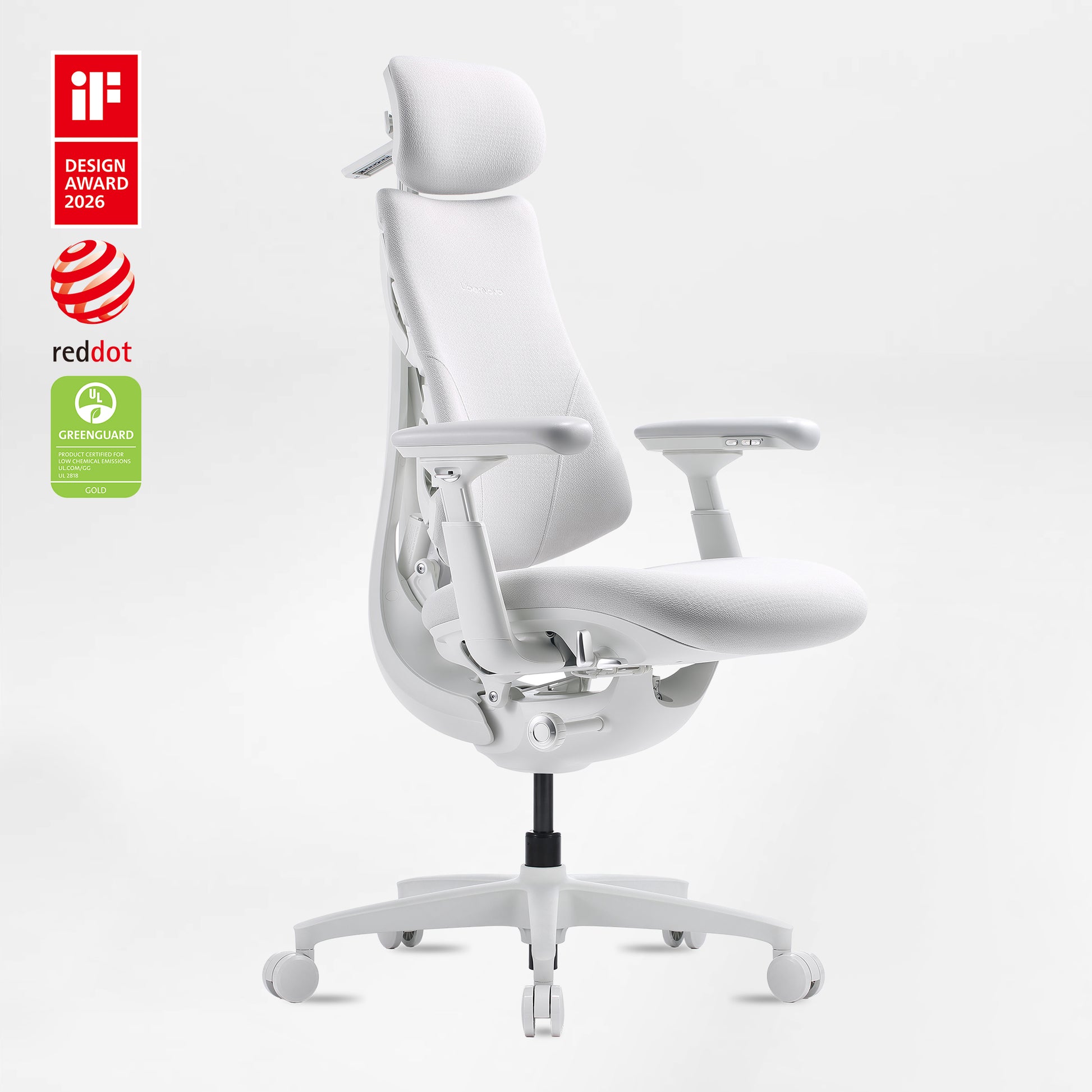 LiberNovo Omni Dynamic Ergonomic Office Chair Glacier White ergonomic chair front view