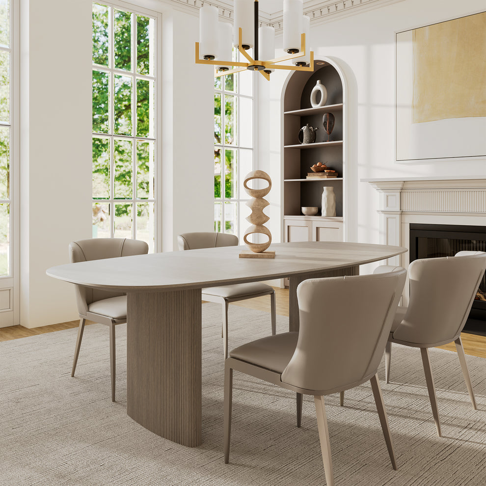 86.06" Modern Oval Dining Table, Gray |Eureka Ergonomic