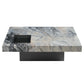 39" Square Marble Coffee Table with Sunken Small Desktop