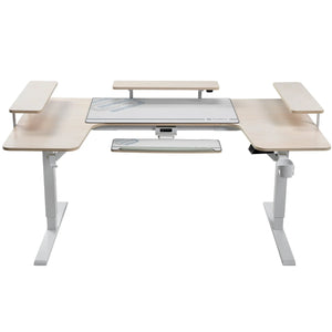 Eureka Ergonomic U-Shaped Standing Desk, Light Wood Finish, Ergonomic Workspace Setup.