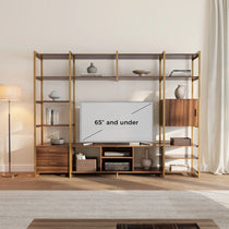 Sonoma Modern Tv Stand, Holds Up to 65 Inch Tv. Wooden Shelves and Storage Cabinet.