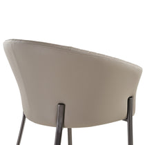 Dark Gray Jade Upholstered Dining Chair Backrest Detail, Retro-Modern Design.