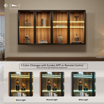 32 Wall Mounted Curio Cabinet With Led Lighting, Three Color Options, Eureka Ergonomic Display.