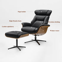 Matteo,Napa Leather Lounge Chair and Ottoman