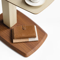 Height-Adjustable Saddle Leather C-Shaped Side Table