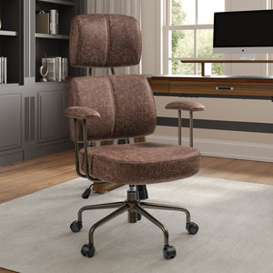 Cameron Ultra Soft Cushion Adjustable Office Chair in Brown Faux Leather, Ergonomic Office Chair.