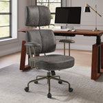 Cameron Office Chair: Gray Faux Leather, Adjustable Ergonomic Chair, Ergonomic Design.