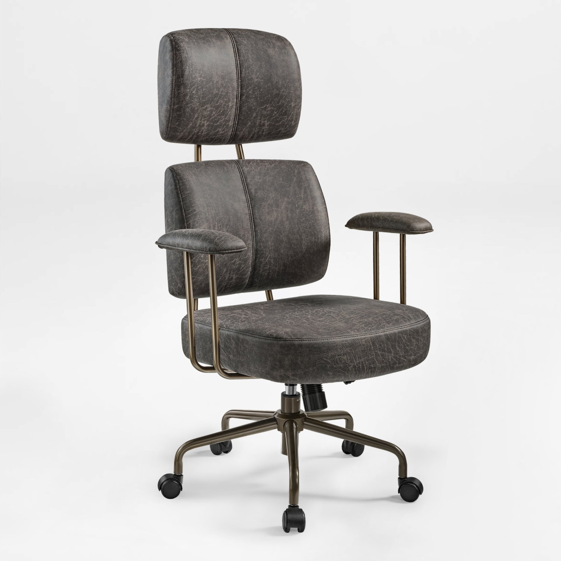 Cameron Ergonomic Office Chair in Distressed Gray, Adjustable Headrest, Ergonomic Design.