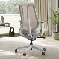 Eureka Ergonomic Lira,  Meah Ergonomic Office Chair, Light-Green Gray back view