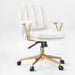 Adena Velvet Office Chair With White Velvet Upholstery and Gold Base, for a Modern Office Space.