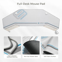 Eureka Ergonomic Full-Desk Mouse Pad, White With Non-Slip Base and Soft Surface.