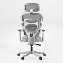 Axion chair back view with white background, Silver Gray, Fabric
