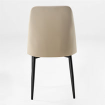 Off-White Chester Dining Chair, Pu Leather Upholstery, Black Legs, Modern Dining Room.