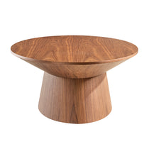 51 Walnut Oval Coffee Table in Walnut Veneer, With a Curved Base and Modern Design for Living Spaces.