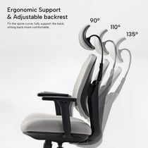 Flex Ergonomic Office Chair Demonstrating Adjustable Backrest Angles for Ergonomic Spine Support and Comfortable Posture.