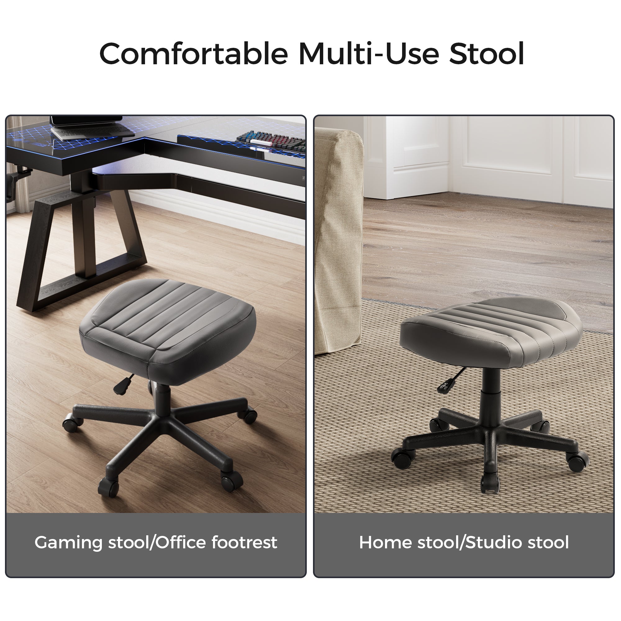 Ergonomic Height Adjustable 360 Rotating Foot Stool with Wheels