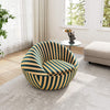 Lounge Chair-Red Yellow & Blue Yellow Stripe - Blue